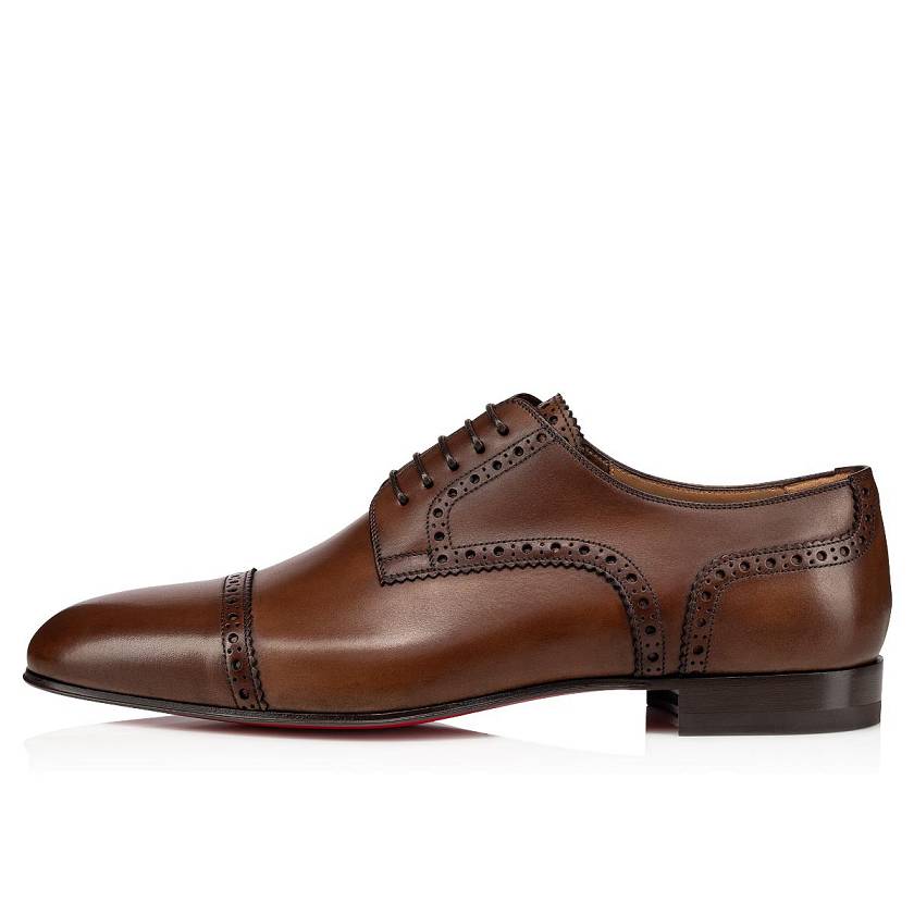 Men's Christian Louboutin Eygeny Leather Derby Shoes - Havane [8694-013]